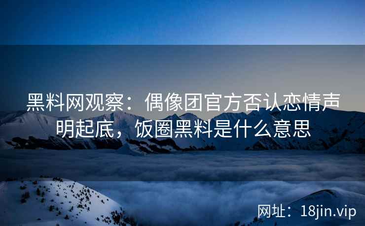 黑料网观察：偶像团官方否认恋情声明起底，饭圈黑料是什么意思  第2张