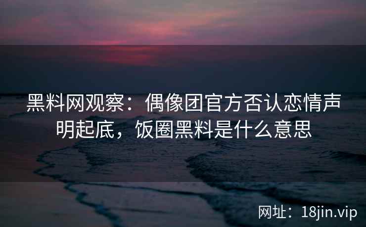 黑料网观察：偶像团官方否认恋情声明起底，饭圈黑料是什么意思  第1张