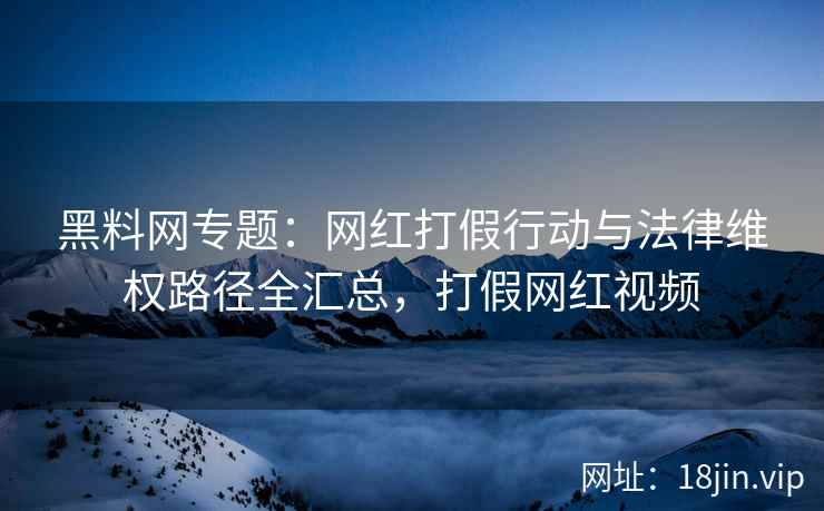 黑料网专题：网红打假行动与法律维权路径全汇总，打假网红视频