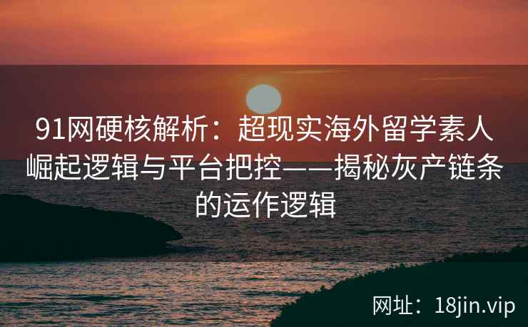 91网硬核解析：超现实海外留学素人崛起逻辑与平台把控——揭秘灰产链条的运作逻辑