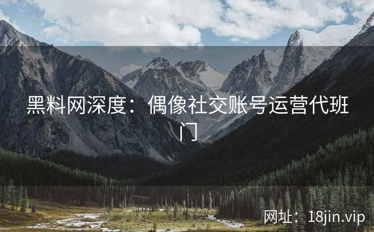 黑料网深度：偶像社交账号运营代班门